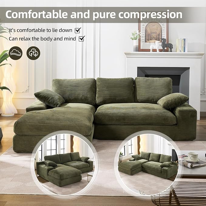 98.4" Green Sectional Sofa Cloud Modular Sectional Couch - Image 8