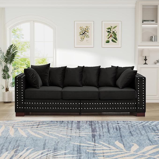 2 Piece Velvet Couch and Loveseat Sets, Mid Century Modern Couch - Image 8