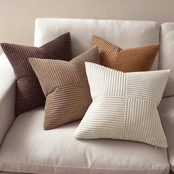 MIULEE Brown Throw Pillow Covers 20x20 Inch Set of 4 Boho Farmhouse Cushion - Image 3