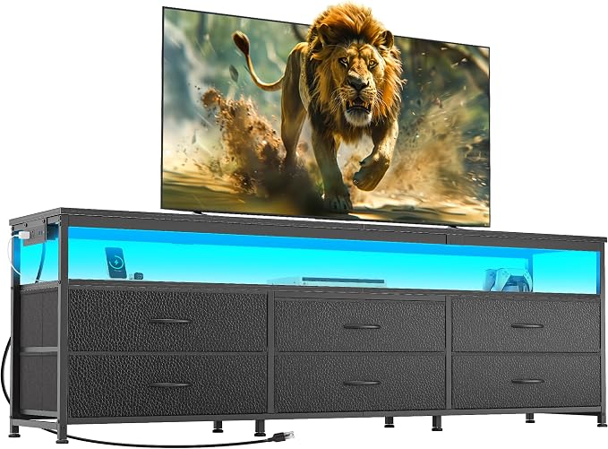 Huuger 63 Inch TV Stand for 55, 70 Inch TV, Long Dresser TV Stand for Bedroom - Image 9