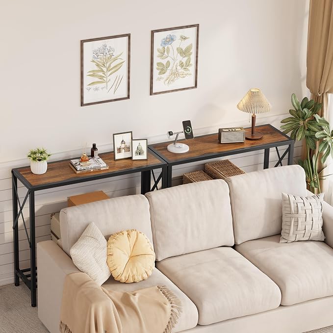 Tajsoon 2PCS Console Table, 2 Tier Small Hallway Table, Narrow Sofa Table - Image 2