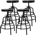 LOKKHAN 4-Pack Industrial Bar Stools, Heavy-Duty Black Metal Frame by LOKKHAN