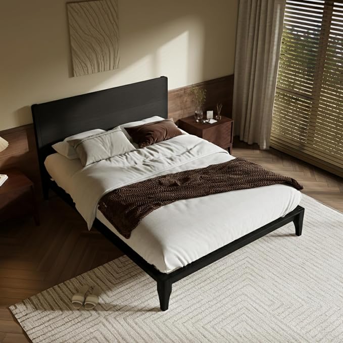 Merax King Size Bamboo Platform Bed, Mid-Century Modern Bed Frame - Image 4