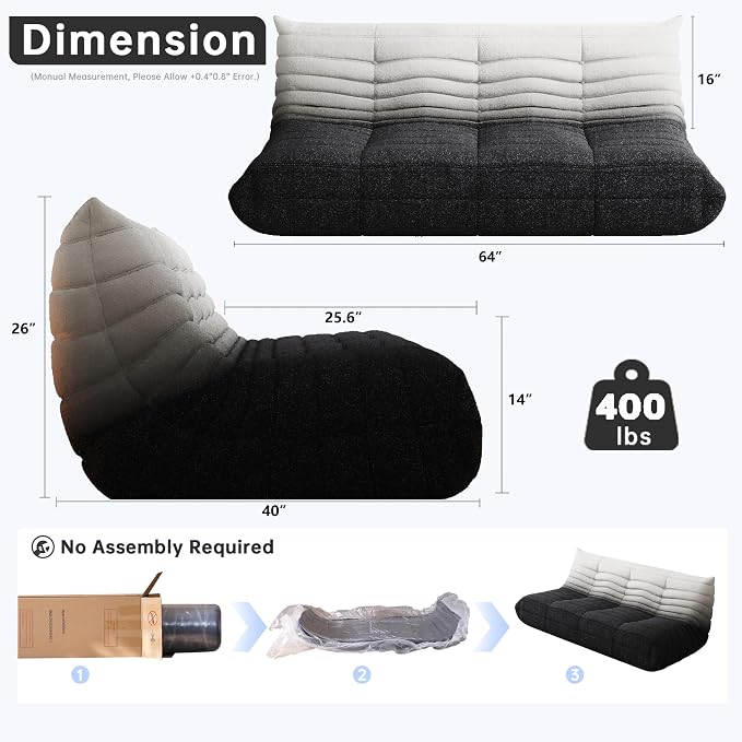 WHGBJA Bean Bag Chairs for Adults, BeanBag Reading Chair Memory Foam Couch - Image 2
