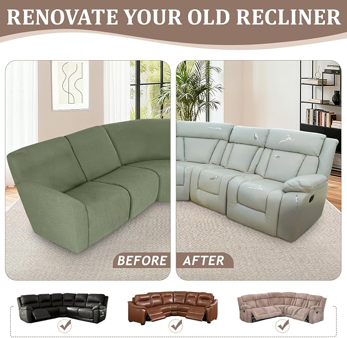 ALIECOM 100% Waterproof Recliner Sectional Couch Covers L Shape Stretch Corner - Image 7