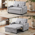 VINGLI Convertible Loveseat Sleeper Sofa, Light Grey Faux Leather Futon Sofa by VINGLI