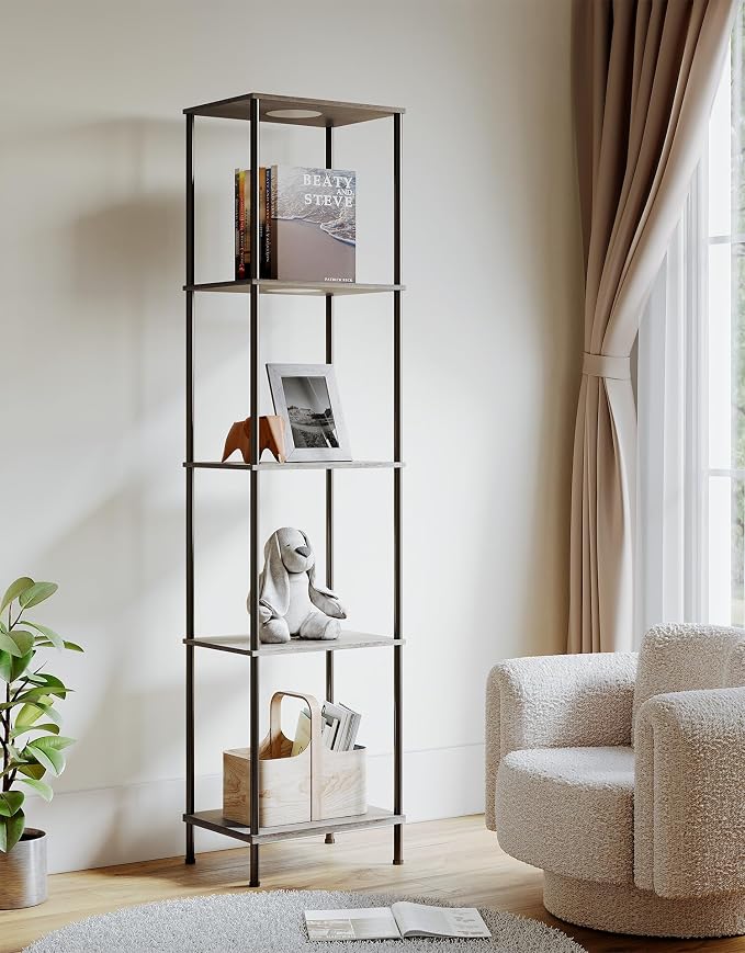 Display Shelf with RGBW Light, Color Changing Curio Cabinet Floor Lamp with - Image 7
