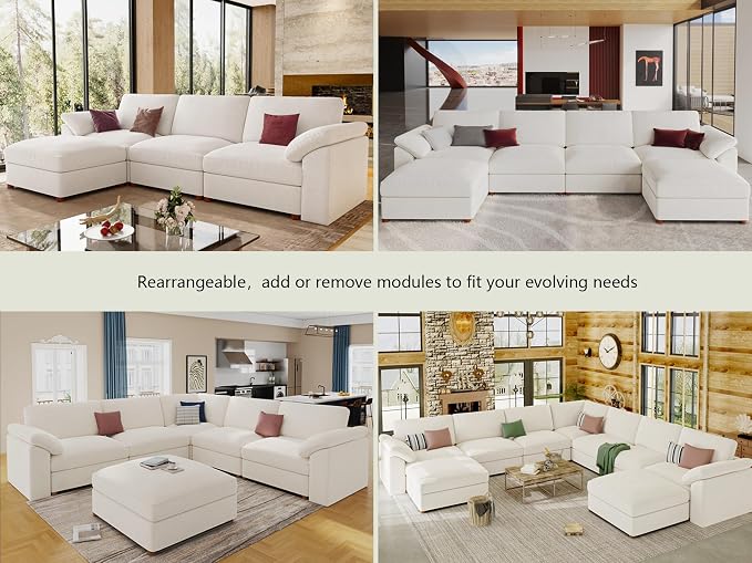 EASE MOOSE Cloud Sectional Modular Sofa, Oversized U Shape Sectional Couch Wide - Image 6