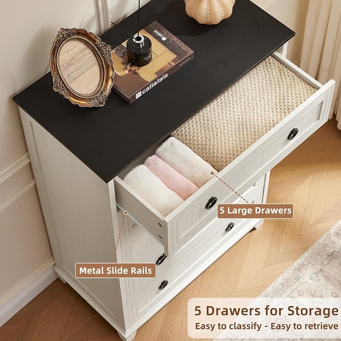Joaxswe Farmhouse 5 Drawer Dresser - Image 3