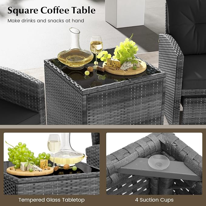 Tangkula 5 Pieces Patio Conversation Set, PE Wicker Rattan Outdoor Furniture Set - Image 6