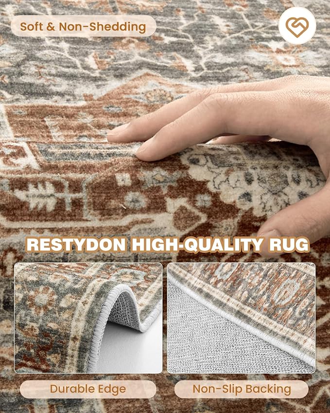Runner Rug 2x8 Runners for Hallways Non Slip Washable, Vintage Hallway Runner - Image 7