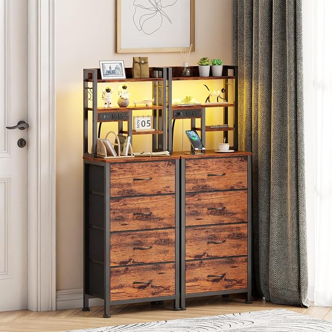Furnulem Tall Night Stand, LED Nightstand - Image 2