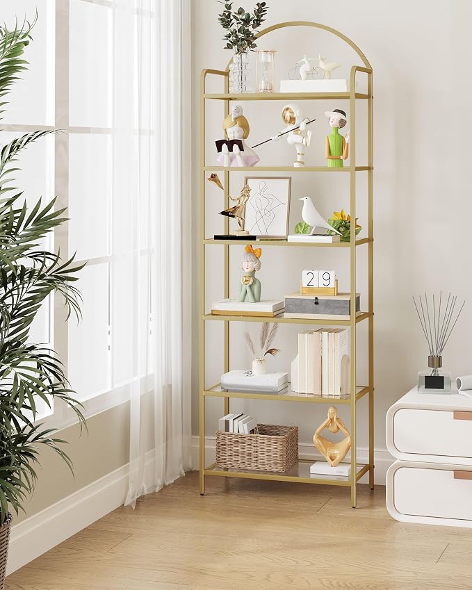 Hzuaneri Bookcase Bookshelf, Tempered Glass Bookshelves, Slim Shelving Unit - Image 7