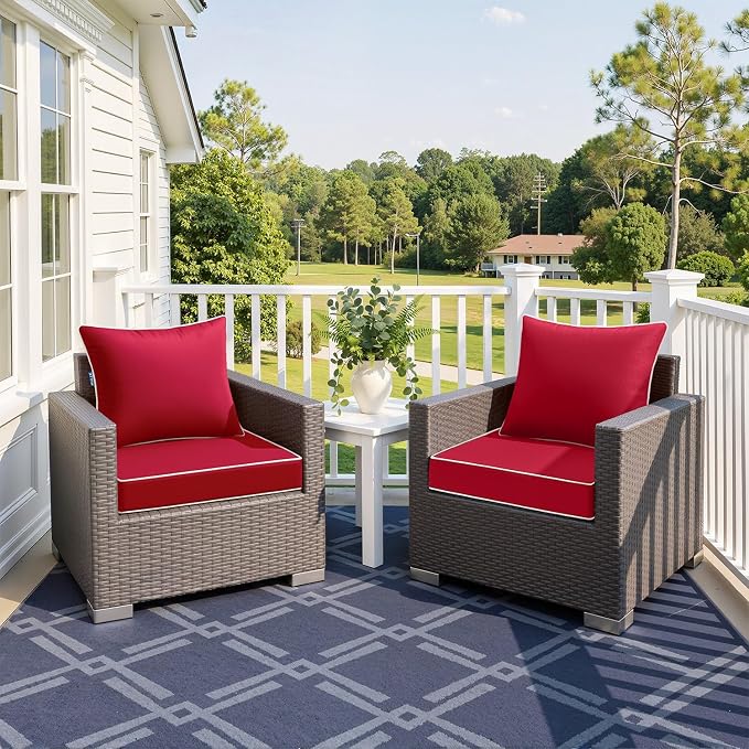 MIULEE Red Outdoor Seat Cushion 22x22 Inch Waterproof & 3 Year Fade Resistant - Image 2