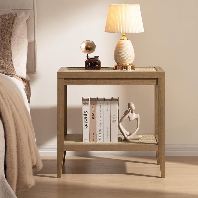 SICOTAS Rattan Night Stand Bedside Table - Image 7