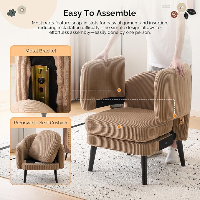 VINGLI 30.3" Wide Modern Barrel Accent Armchair - Image 5