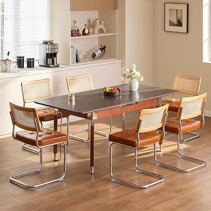 GrandNoor Rattan Dining Chairs Set, Wooden Mid Century Modern Dining Room Chairs - Image 8