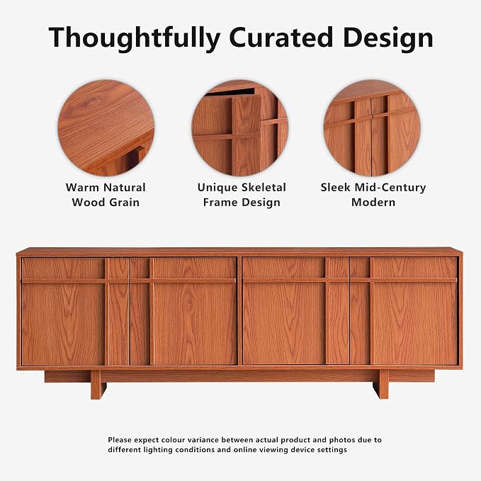 TV Stand for 75 Inch TV, Mid Century Modern TV Stand - Image 3