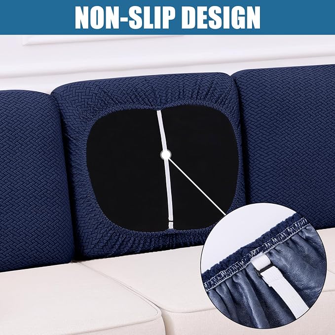Smiry Waterproof Couch Cushion Covers, Stretch Jacquard Thick Sofa Cushion - Image 3