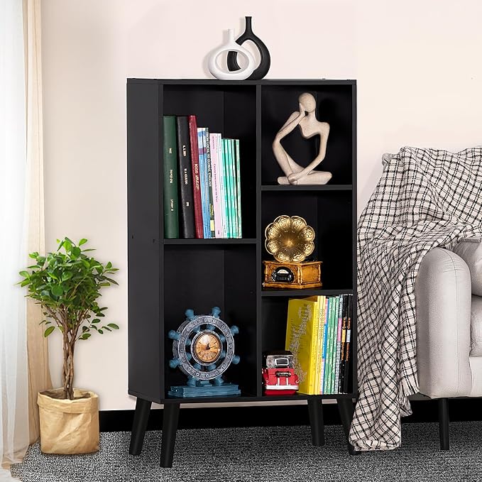 YAHARBO Small Black Narrow Bookshelf, 3 Tier Modern Bookcase - Image 6