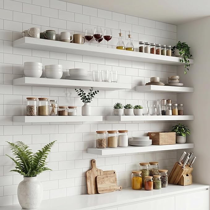 FLYJOE Floating Shelves for Wall, 72 Inch Floating Shelves Set of 1, Kitchen - Image 5