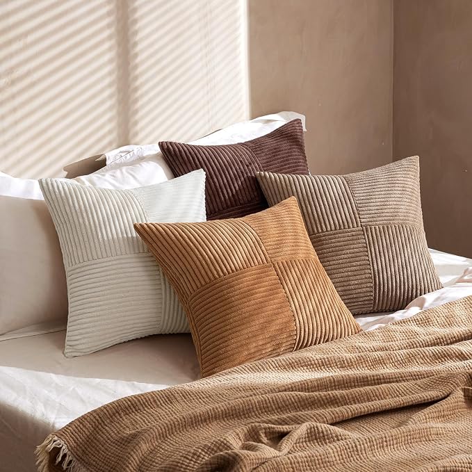 MIULEE Brown Throw Pillow Covers 20x20 Inch Set of 4 Boho Farmhouse Cushion - Image 4