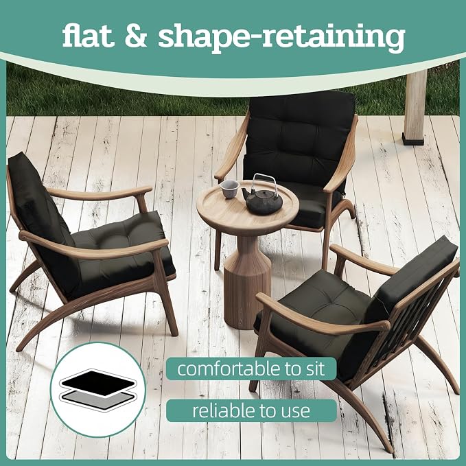 Outdoor Chair Cushions Set of 2, High Back Soft Seat Pad - Image 7