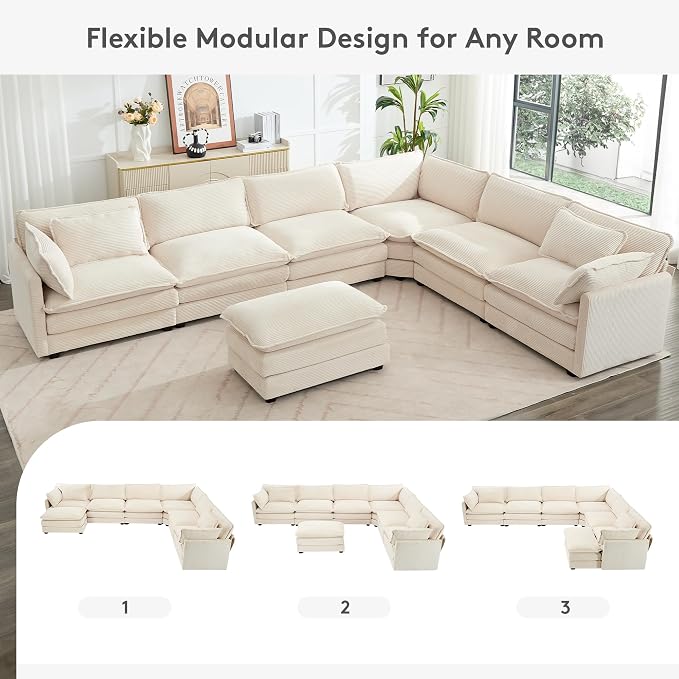 ROWHY 150'' Modular Sectional Cloud Couch, 7 Seater Corner Sofa Big Comfy - Image 3