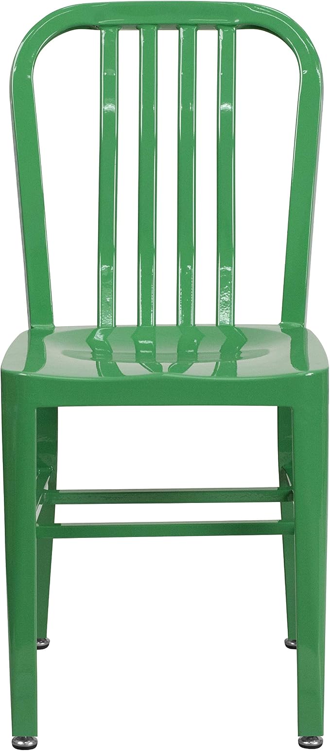 Flash Furniture Gael Commercial Grade 2 Pack Green Metal Indoor-Outdoor Chair - Image 5