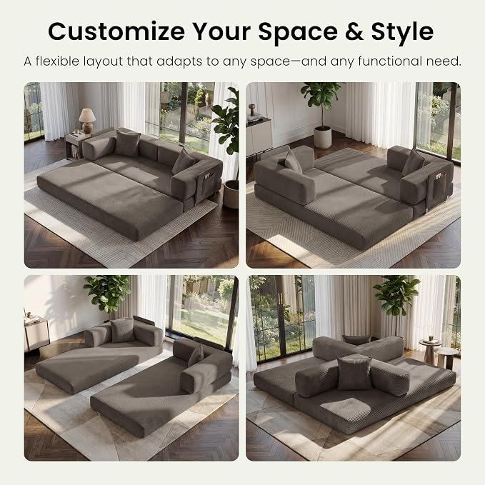 78.8" Convertible Futon Sofa Bed, Corduroy Futon Couch - Image 3