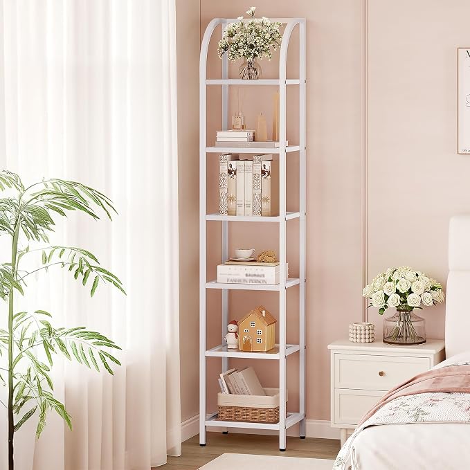 Hzuaneri Bookcase Bookshelf, Tempered Glass Arched Bookshelf by Hzuaneri