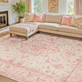RELEANY Area Rugs 8'x10' Washable Non-Slip, Floral Vintage Distress Print by RELEANY