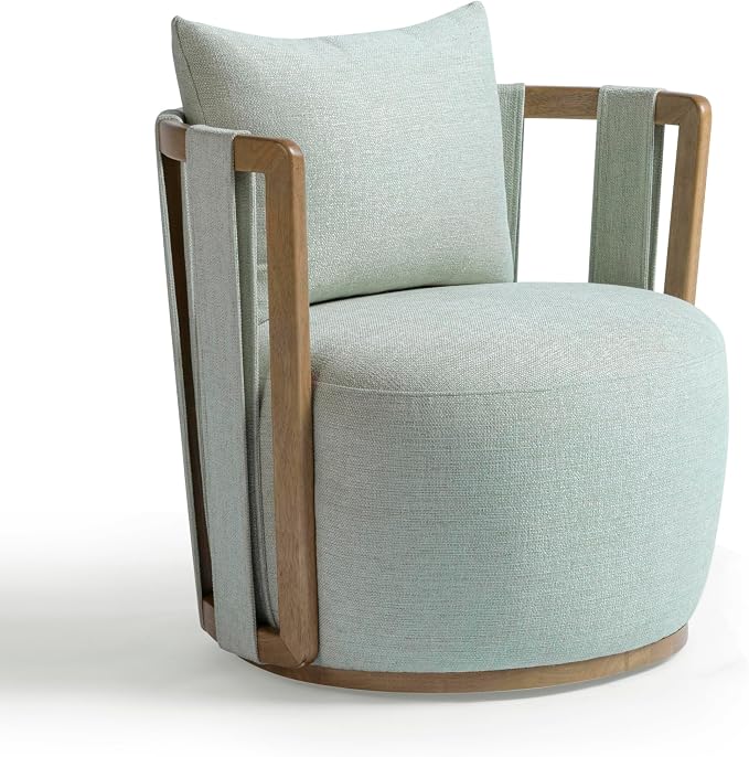 First of a Kind Swivel Chair in Mint Green Fabric by FirstofaKind