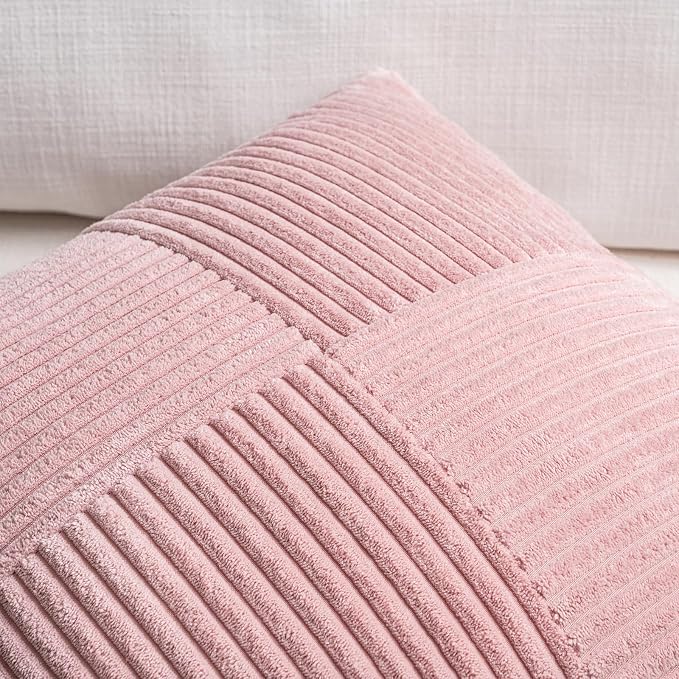 Fancy Homi 2 Packs Blush Pink Euro Decorative Throw Pillow Covers 28x28 Inch - Image 3