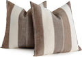 AmHoo Pack of 2 Farmhouse Stripe Check Throw Pillow Covers Set Case Cotton by AmHootextile
