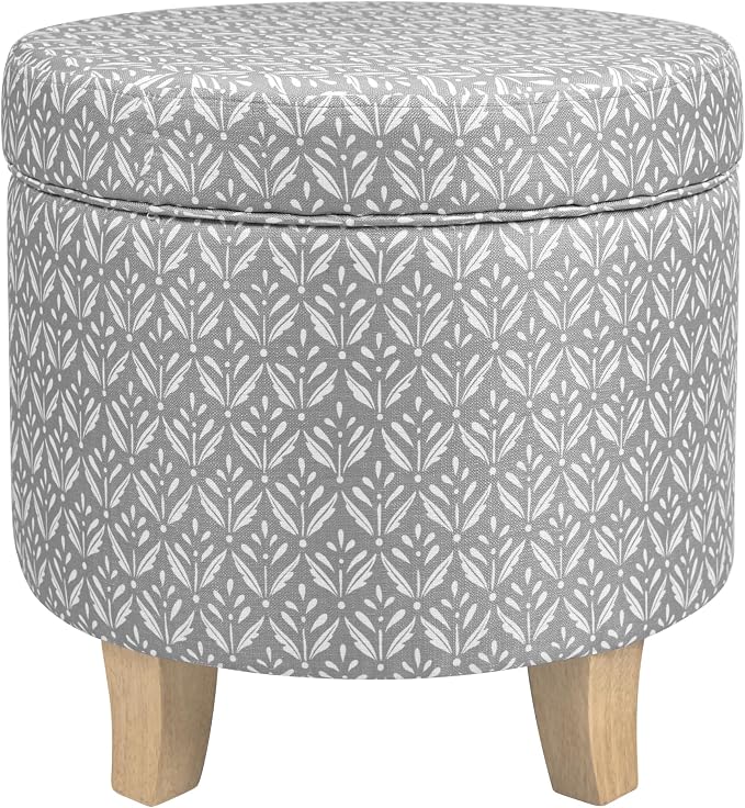 HomePop Upholstered Round Storage Ottoman|Homepop Home Décor|Upholstered Round - Image 5