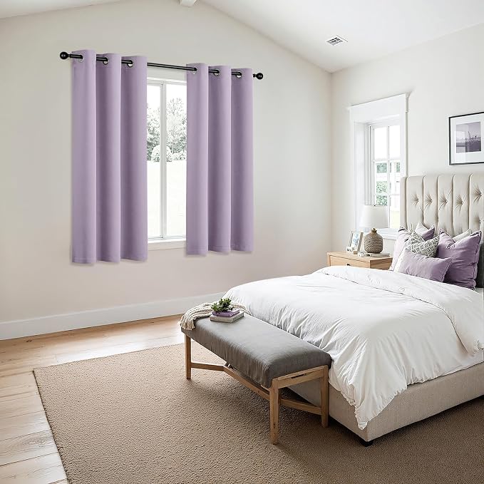 MIULEE Lilac Blackout Curtains for Bedroom Living Room 63 Inches Long 2 Panels - Image 6