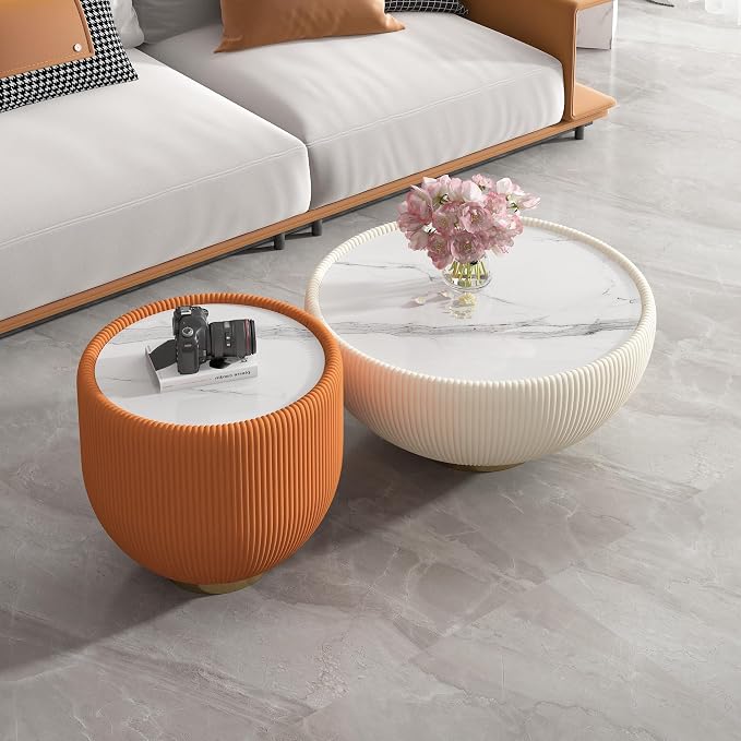 SSLine Bowl-Shape Small Coffee Table Modern Sintered Stone Top Coffee Table in - Image 7
