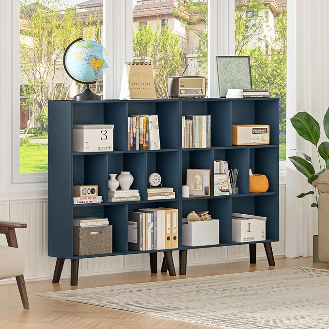 YAHARBO Blue Bookshelf, 3 Tier Book Shelf - Image 8