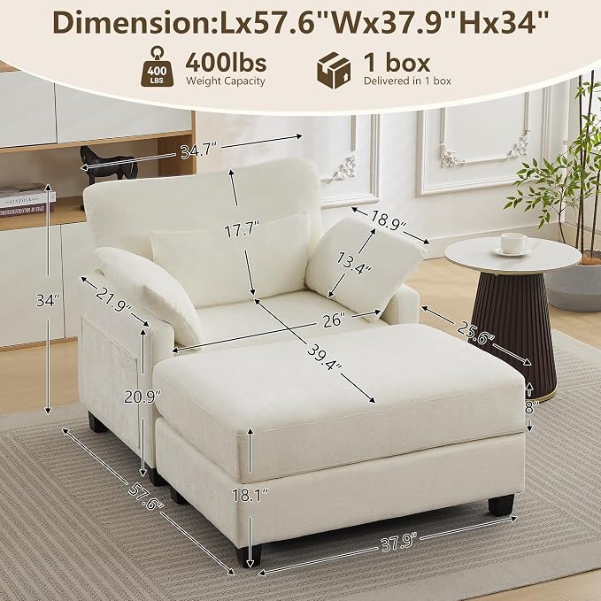 WUTUTUEE 57.5" Oversized Chaise Lounge - Image 2