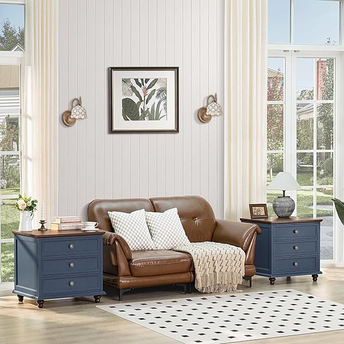 Joaxswe 24" Wide Farmhouse Night Stand Set of 2, Large End Table - Image 5