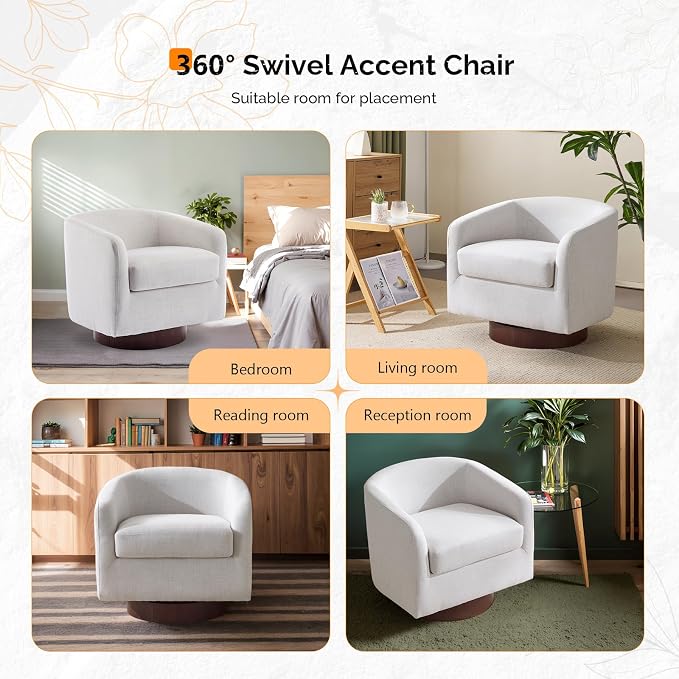 VINGLI 360°Swivel Accent Chairs Set of 2 - Image 8