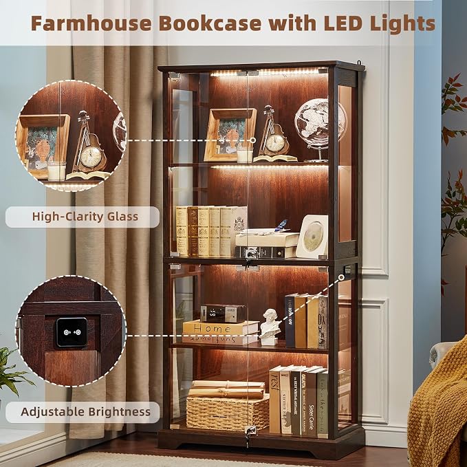 LELELINKY Farmhouse Display Cabinet Set of 2 - Image 8