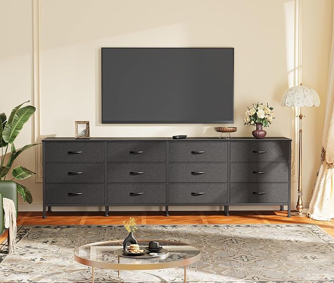 Huuger 70 Inch Black Dresser for Bedroom, TV Stand for 65, 80 Inch TV, 12 - Image 6