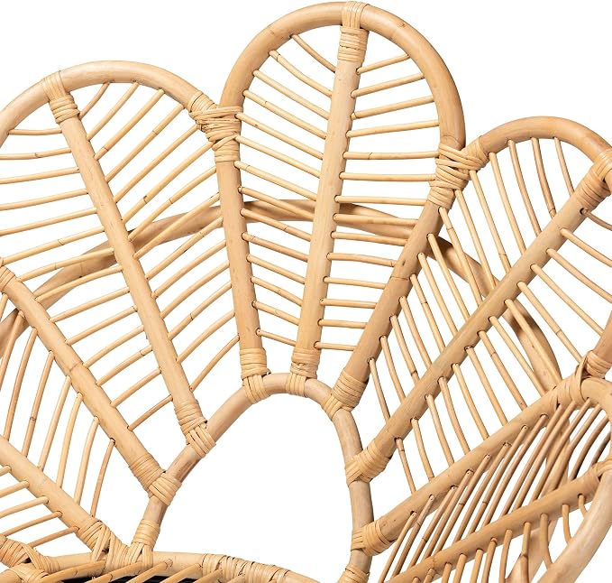bali & pari Garan Modern Bohemian Natural Rattan and Black Metal Accent Chair - Image 8