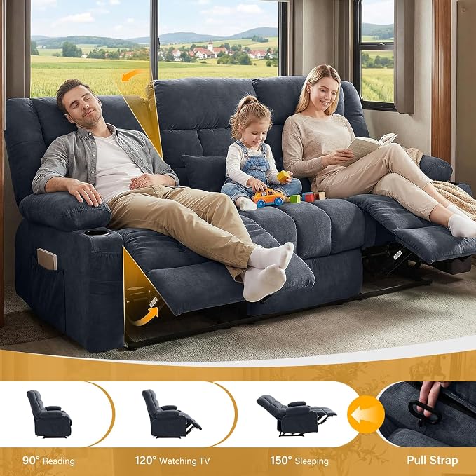 BOSMILLER Reclining Sofa with Cup Holders - Image 3