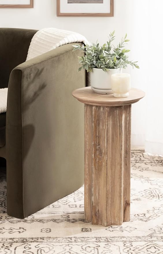Kate and Laurel Gierson Modern Wooden Round Side Table; 12 x 12 x 22; Light - Image 2