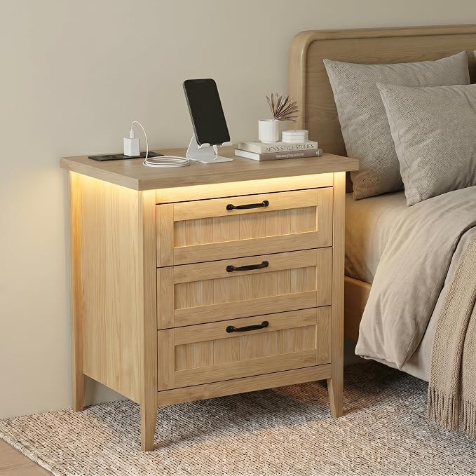 GarveeLife 3 Dresser Drawer for Bedroom, 27.6" Wide Wood Bedside Table for - Image 8