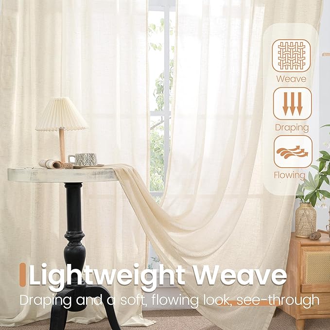 BGment Linen Curtains 84 Inch Length - Image 4