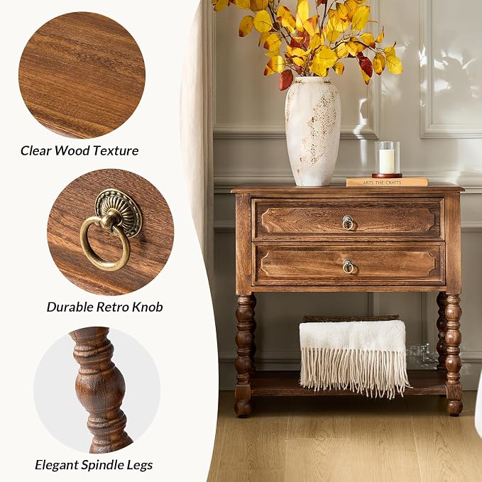 HULALA HOME Farmhouse Storage End Table Set of 2 - Image 5